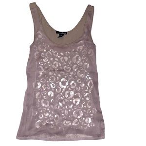 Tan colored tank with animal print detail